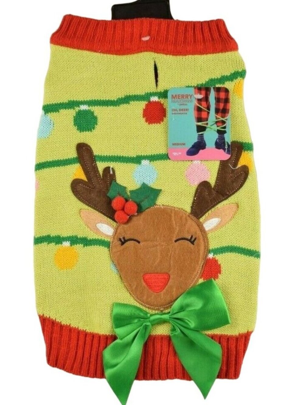 Merry Makings Dog Medium Oh, Deer Holiday Reindeer Pet Sweater
